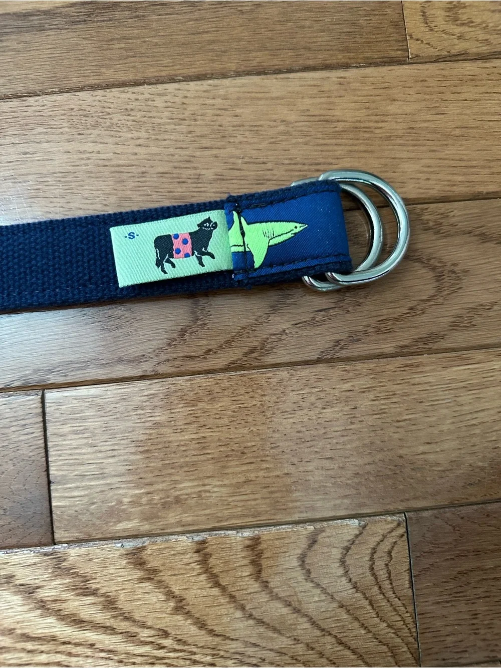 🦈 BELTED COW boys belt d-ring belt navy green sharks preppy youth belt small